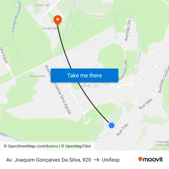 Av. Joaquim Gonçalves Da Silva, 920 to Unifesp map