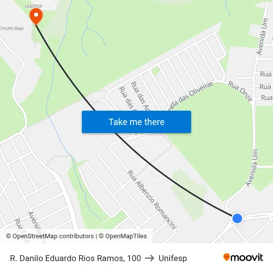 R. Danilo Eduardo Rios Ramos, 100 to Unifesp map