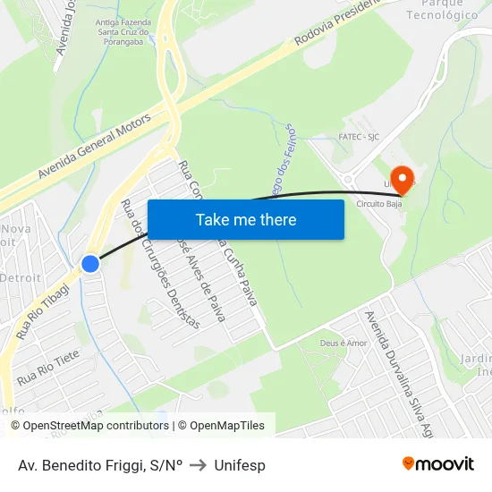 Av. Benedito Friggi, S/Nº to Unifesp map