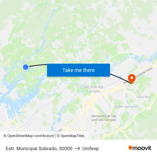 Estr. Municipal Sobrado, 30000 to Unifesp map