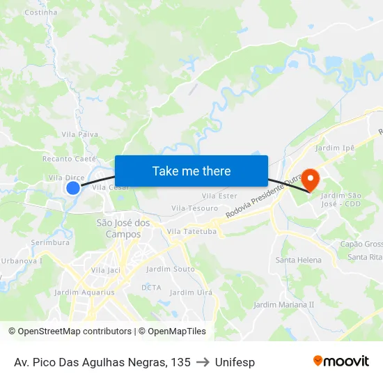 Av. Pico Das Agulhas Negras, 135 to Unifesp map