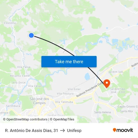 R. Antônio De Assis Dias, 31 to Unifesp map