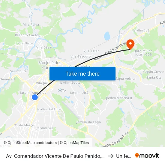 Av. Comendador Vicente De Paulo Penido, 264 to Unifesp map