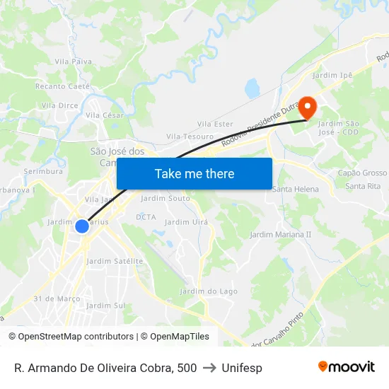 R. Armando De Oliveira Cobra, 500 to Unifesp map