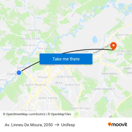 Av. Linneu De Moura, 2050 to Unifesp map