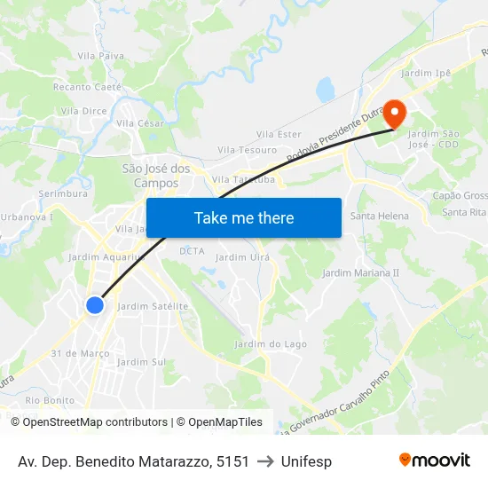 Av. Dep. Benedito Matarazzo, 5151 to Unifesp map