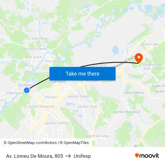 Av. Linneu De Moura,  805 to Unifesp map