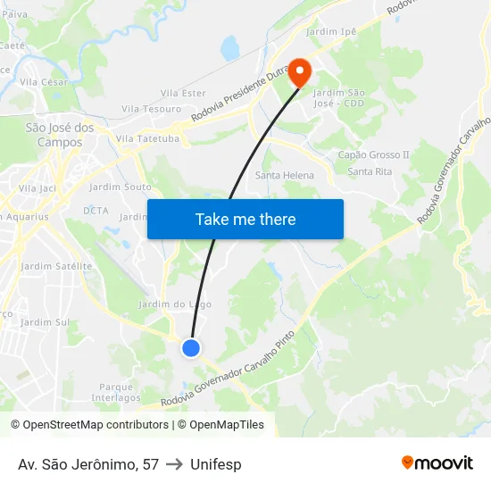 Av. São Jerônimo, 57 to Unifesp map