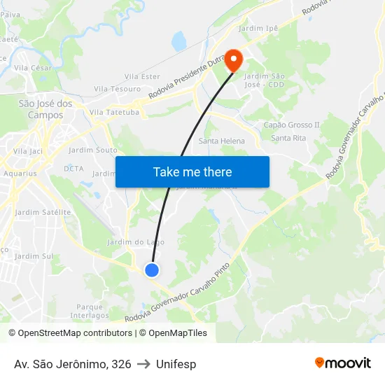 Av. São Jerônimo, 326 to Unifesp map