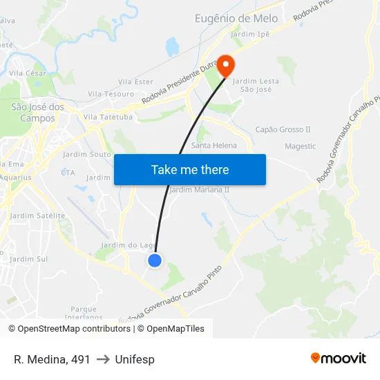R. Medina, 491 to Unifesp map