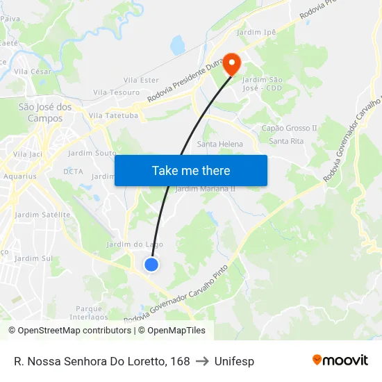 R. Nossa Senhora Do Loretto, 168 to Unifesp map