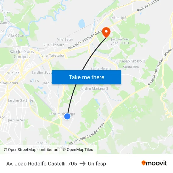 Av. João Rodolfo Castelli, 705 to Unifesp map