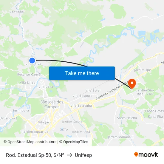 Rod. Estadual Sp-50, S/Nº to Unifesp map