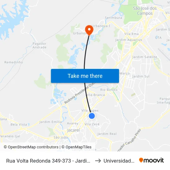Rua Volta Redonda 349-373 - Jardim Altos De Santana I Jacareí - SP 12306-732 Brasil to Universidade Do Vale Da Paraíba map