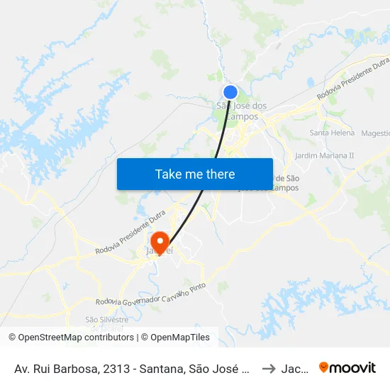 Av. Rui Barbosa, 2313 - Santana, São José Dos Campos to Jacareí map
