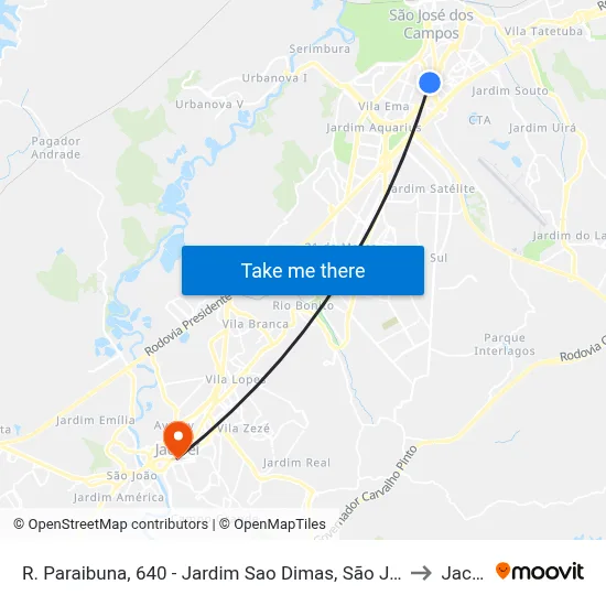 R. Paraibuna, 640 - Jardim Sao Dimas, São José Dos Campos to Jacareí map