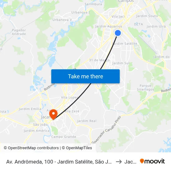 Av. Andrômeda, 100 - Jardim Satélite, São José Dos Campos to Jacareí map