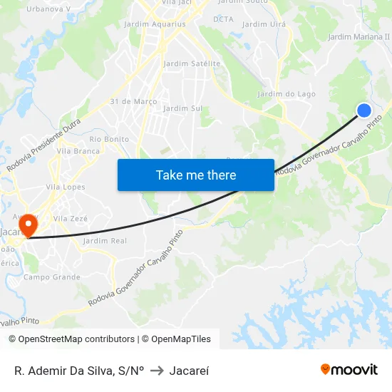 R. Ademir Da Silva, S/Nº to Jacareí map
