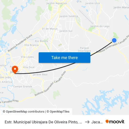 Estr. Municipal Ubirajara De Oliveira Pinto, S/Nº to Jacareí map