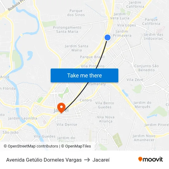 Avenida Getúlio Dorneles Vargas to Jacareí map