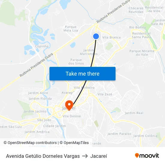 Avenida Getúlio Dorneles Vargas to Jacareí map