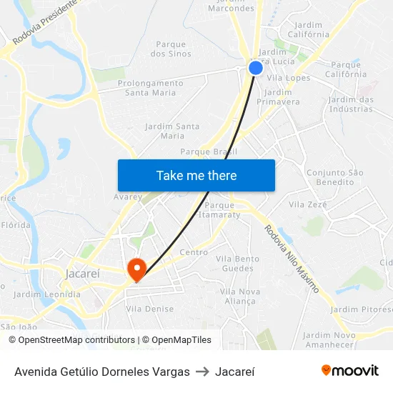 Avenida Getúlio Dorneles Vargas to Jacareí map
