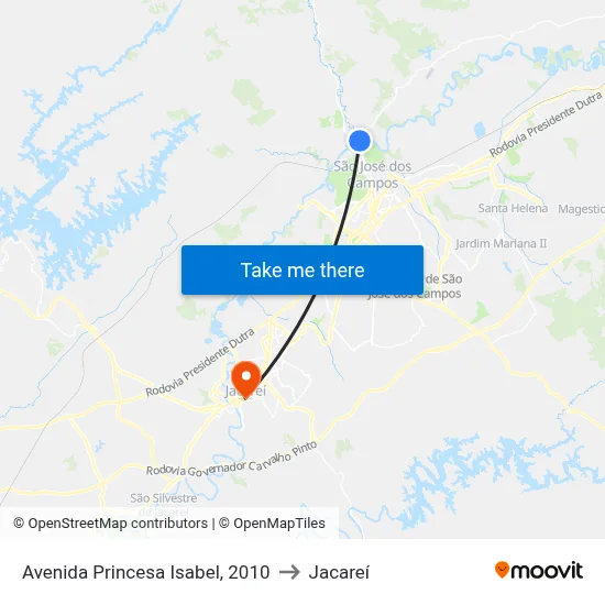 Avenida Princesa Isabel, 2010 to Jacareí map