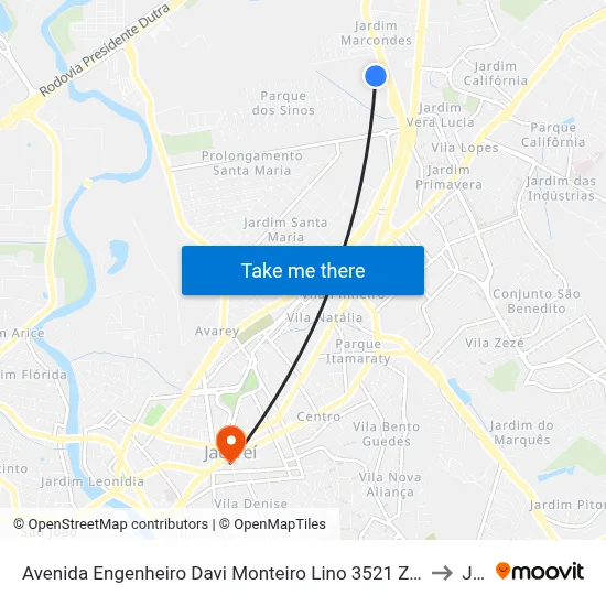 Avenida Engenheiro Davi Monteiro Lino 3521 Zona De Adensamento Controlado (Zac) Jacareí - São Paulo 12305 Brasil to Jacareí map