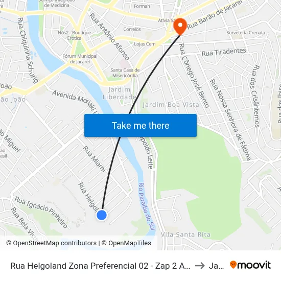 Rua Helgoland Zona Preferencial 02 - Zap 2 A Jacareí - São Paulo 12319 Brasil to Jacareí map