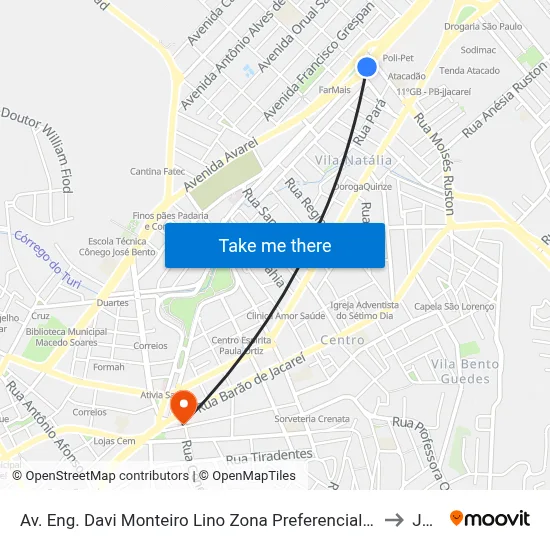 Av. Eng. Davi Monteiro Lino Zona Preferencial 01 - Zap 1 Jacareí - São Paulo 12306 Brasil to Jacareí map
