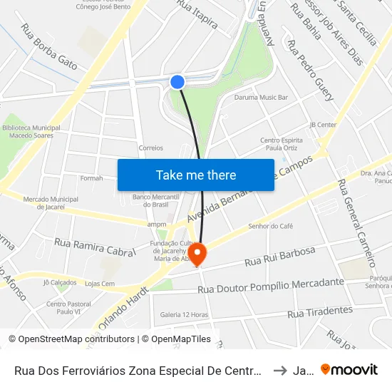 Rua Dos Ferroviários Zona Especial De Centro (Zec) Jacareí - São Paulo 12309 Brasil to Jacareí map
