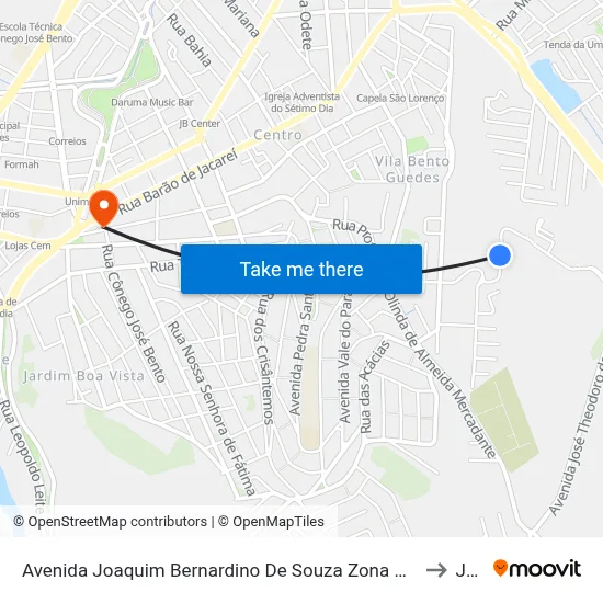 Avenida Joaquim Bernardino De Souza Zona Preferencial 01 - Zap 1 Jacareí - São Paulo 12316 Brasil to Jacareí map