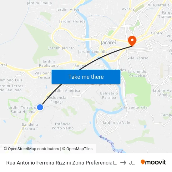 Rua Antônio Ferreira Rizzini Zona Preferencial 01 - Zap 1 Jacareí - São Paulo 12323 Brasil to Jacareí map