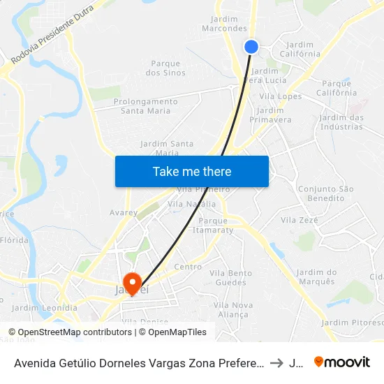 Avenida Getúlio Dorneles Vargas Zona Preferencial 01 - Zap 1 Jacareí - São Paulo 12305 Brasil to Jacareí map