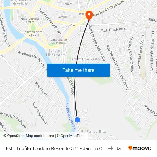 Estr. Teófilo Teodoro Resende 571 - Jardim Colinas Jacareí - SP Brasil to Jacareí map