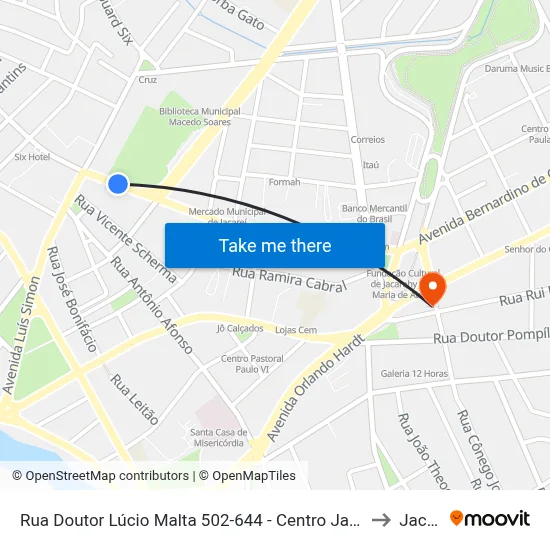 Rua Doutor Lúcio Malta 502-644 - Centro Jacareí - SP Brasil to Jacareí map