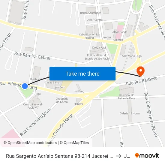 Rua Sargento Acrísio Santana 98-214 Jacareí - SP 12327-320 República Federativa Do Brasil to Jacareí map