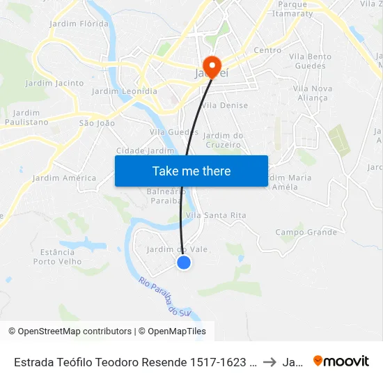 Estrada Teófilo Teodoro Resende 1517-1623 - Jardim Colinas SP Brasil to Jacareí map