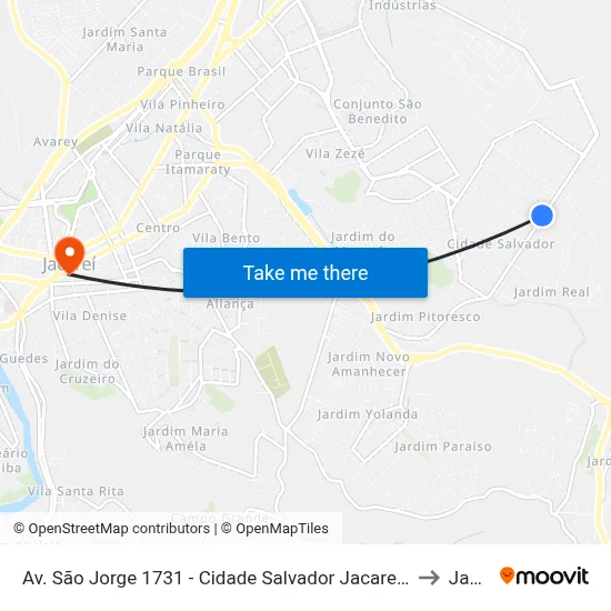 Av. São Jorge 1731 - Cidade Salvador Jacareí - SP 12312-130 Brasil to Jacareí map