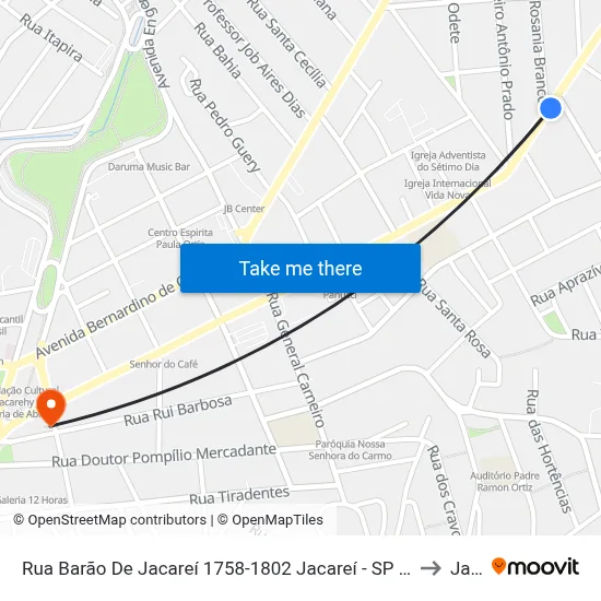 Rua Barão De Jacareí 1758-1802 Jacareí - SP 12307-460 República Federativa Do Brasil to Jacareí map