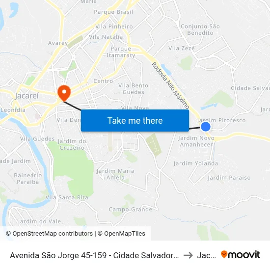 Avenida São Jorge 45-159 - Cidade Salvador Jacareí - SP Brasil to Jacareí map