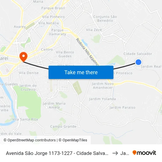 Avenida São Jorge 1173-1227 - Cidade Salvador Jacareí - SP 12312-130 Brasil to Jacareí map