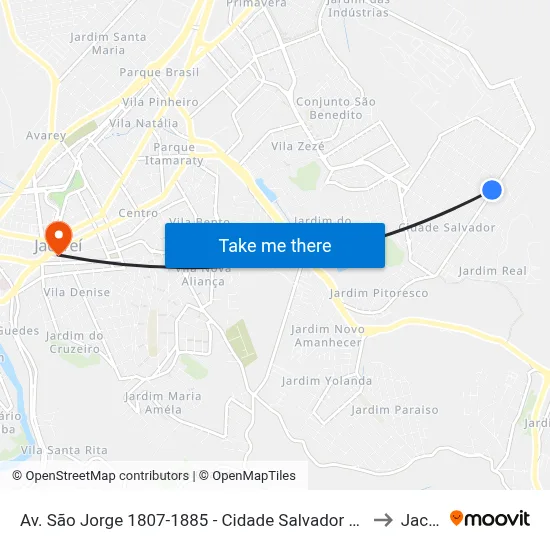 Av. São Jorge 1807-1885 - Cidade Salvador Jacareí - SP Brasil to Jacareí map