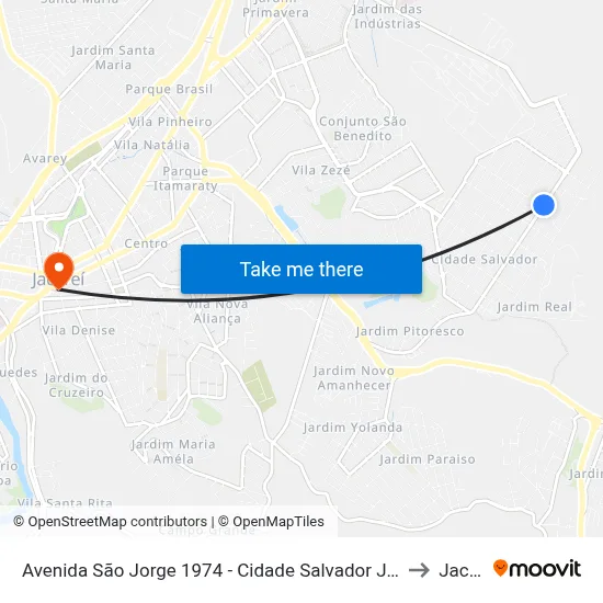 Avenida São Jorge 1974 - Cidade Salvador Jacareí - SP Brasil to Jacareí map