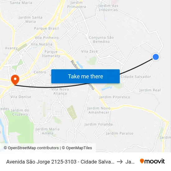 Avenida São Jorge 2125-3103 - Cidade Salvador Jacareí - SP Brasil to Jacareí map