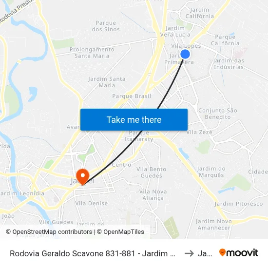 Rodovia Geraldo Scavone 831-881 - Jardim Califórnia Jacareí - SP Brasil to Jacareí map