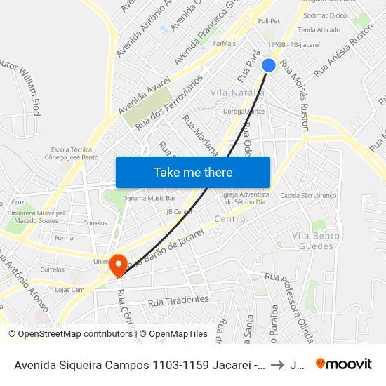 Avenida Siqueira Campos 1103-1159 Jacareí - SP 12307-000 República Federativa Do Brasil to Jacareí map