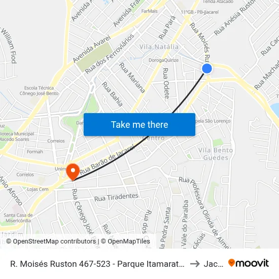 R. Moisés Ruston 467-523 - Parque Itamarati Jacareí - SP Brasil to Jacareí map