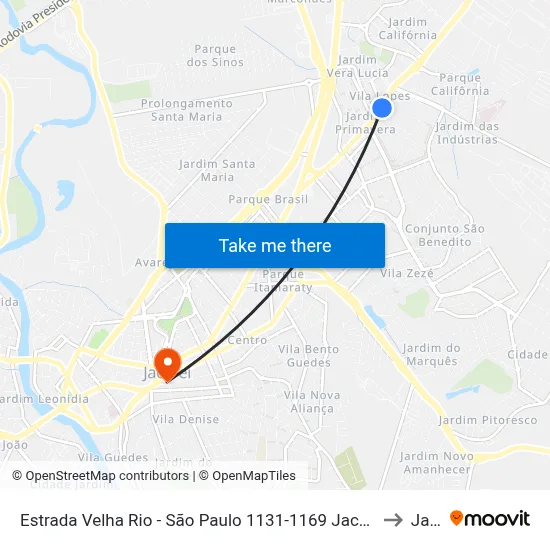Estrada Velha Rio - São Paulo 1131-1169 Jacareí - SP República Federativa Do Brasil to Jacareí map