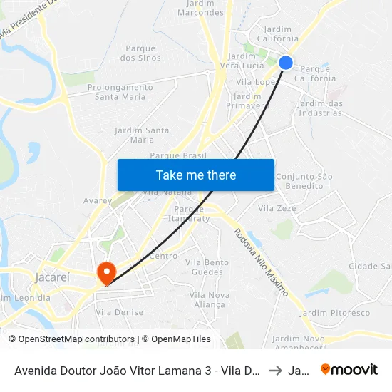 Avenida Doutor João Vitor Lamana 3 - Vila Ditalia Jacareí - SP Brasil to Jacareí map
